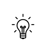 A black and white flashing light bulb icon