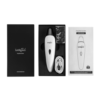 LuckyTail pet nail grinder in box and packaging