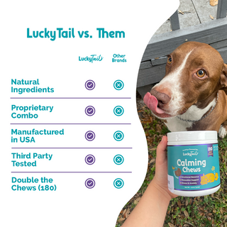 LuckyTail Hemp Calming Chews for Dogs - Made in the USA - Chicken Flavor - 180 Count